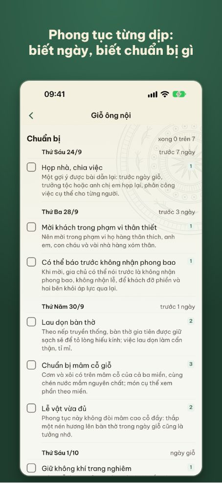 Sổ tay cho dịp lễ trong app