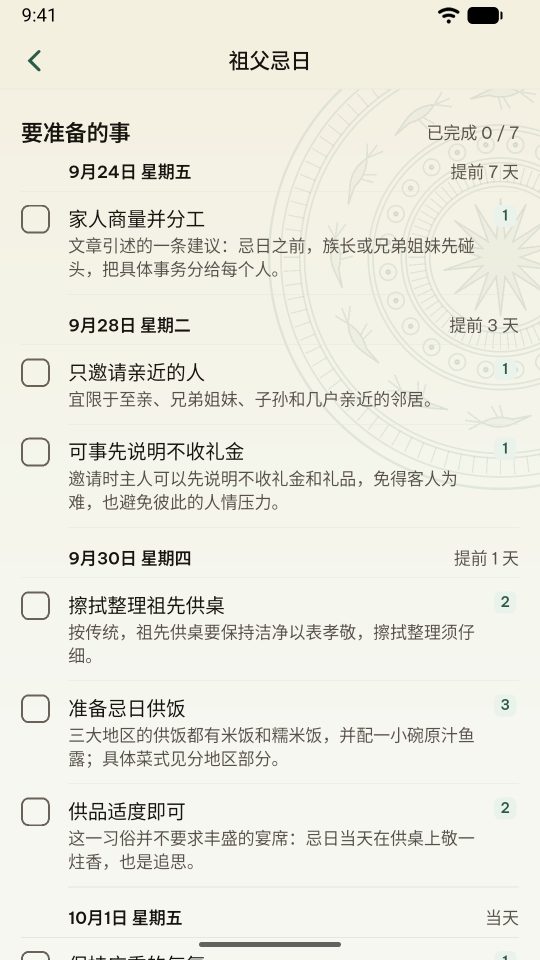 爷爷忌日的准备清单:家庭商议、邀请客人、清扫神台、准备供饭