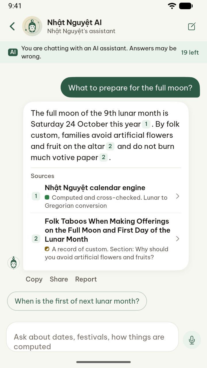 Nhật Nguyệt AI answering with sources